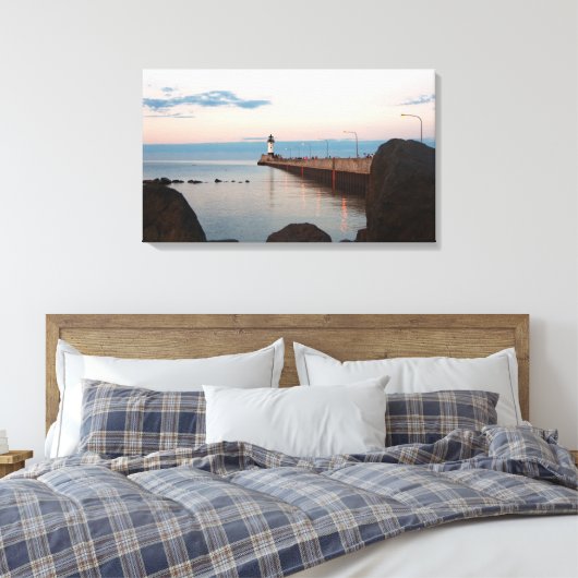 Duluth Harbor North Pier Light canvas Afdruk (Insitu (Slaapkamer))
