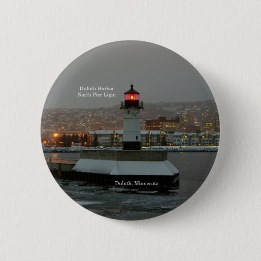 Duluth Harbor North Pier Light knop Ronde Button 5,7 Cm (Voorkant)