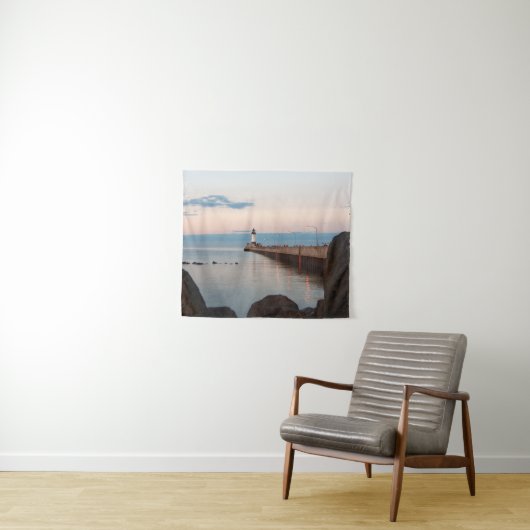 Duluth Harbor North Pier Light tapestry Wandkleed (In Situ (horizontaal))