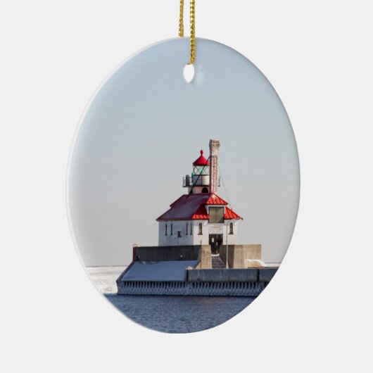 Duluth Harbor South Breakwater Lighthouse Keramisch Ornament (Rechts)