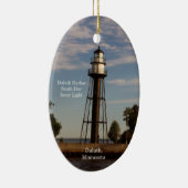 Duluth Harbor South Pier Inner Light ovale ornamen Keramisch Ornament (Rechts)