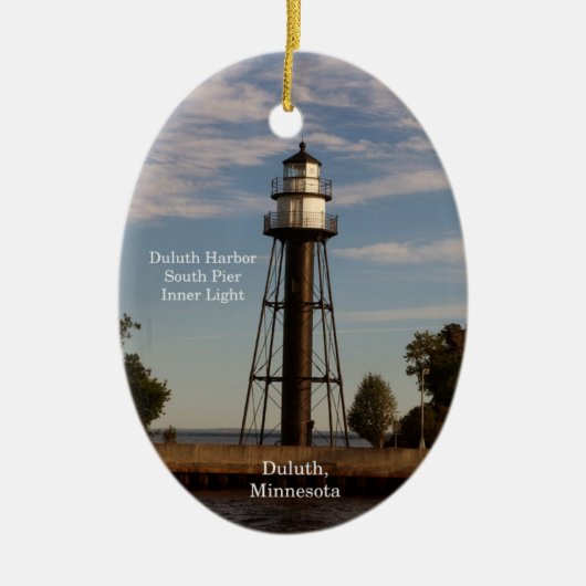 Duluth Harbor South Pier Inner Light ovale ornamen Keramisch Ornament (Voorkant)