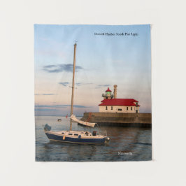 Duluth Harbour North Pier Light & Boat tapestry Wandkleed