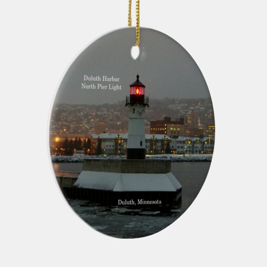 Duluth Harbour North Pier Light Cirnamential Keramisch Ornament (Rechts)