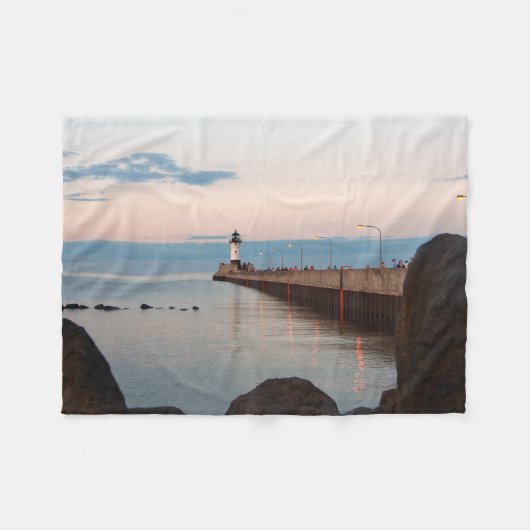 Duluth Harbour North Pier Light fleece deken (Voorkant (Horizontaal))