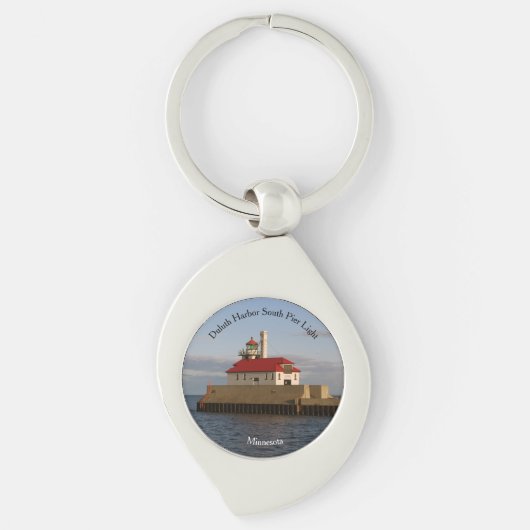 Duluth Harbour North Pier Light metal-sleutelketen Sleutelhanger (Voorkant)