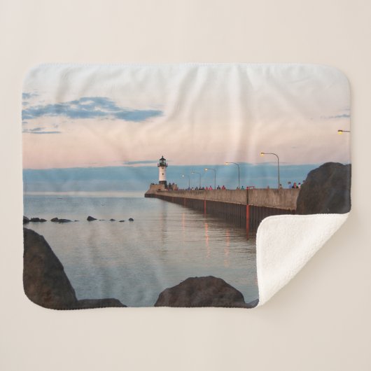Duluth Harbour North Pier Light sherpa blanket Deken (Voorkant (horizontaal))