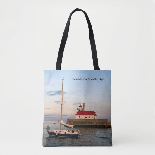 Duluth Harbour South Pier Light & Boat canvas tas (Voorkant)