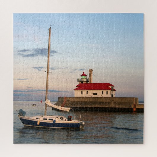 Duluth Harbour South Pier Light & Sailboat Legpuzzel (Verticaal)