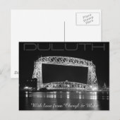 Duluth Lift Bridge zwart-wit foto Briefkaart (Voorkant / Achterkant)