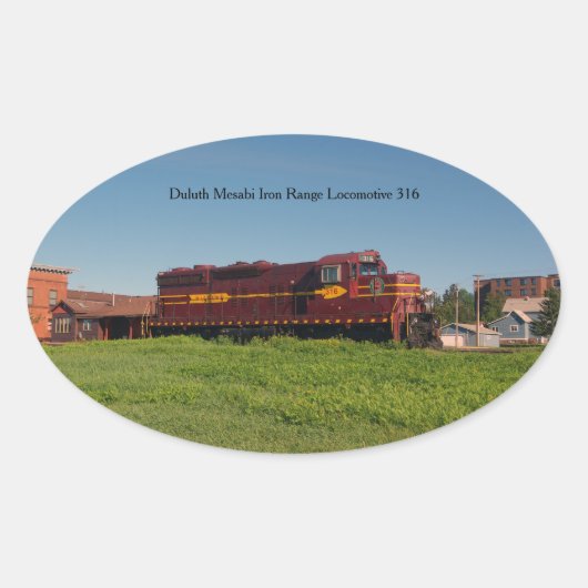 Duluth Mesabi Iron Range Locomotive 316 Ovale Sticker (Voorkant)
