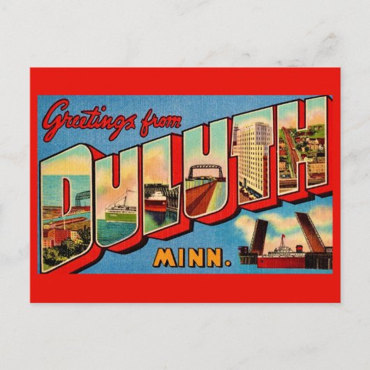 Duluth MI Vintage Ansichtkaart Briefkaart (Voorkant)