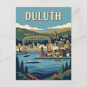 Duluth Minnesota Lake Superior Haven Retro Poster Briefkaart