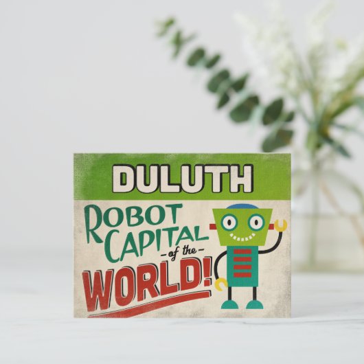 Duluth Minnesota Robot - Funny Briefkaart (Staand voorkant)