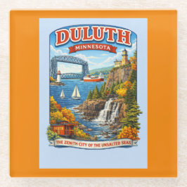 Duluth Minnesota Souvenir Coaster –Lake Superior Glazen Onderzetter