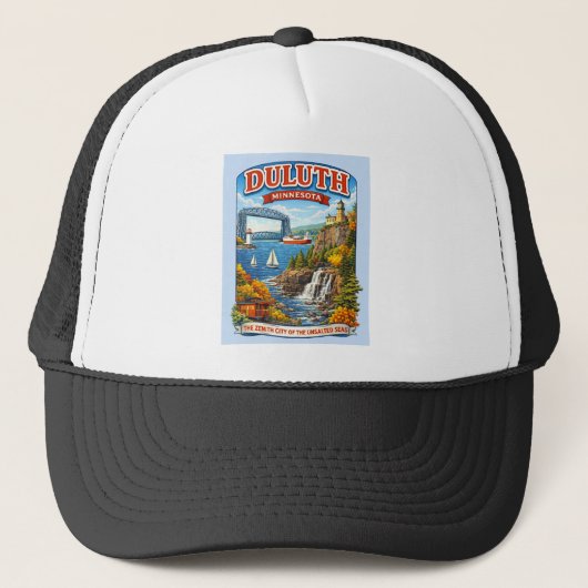 Duluth, Minnesota Souvenir Hat, Lake Superior Trucker Pet (Voorkant)