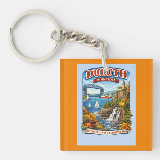 Duluth Minnesota Souvenir Keychain–Lake Superior Sleutelhanger (voorkant)