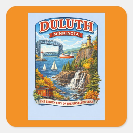 Duluth Minnesota Souvenir Stickers–Lake Superior Vierkante Sticker (Voorkant)
