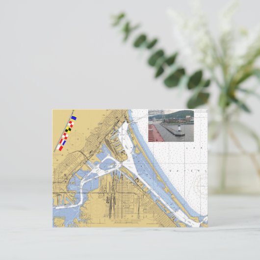 Duluth, MN Harbor Chart Signal Flagship Briefkaart (Staand voorkant)