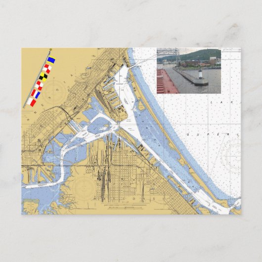 Duluth, MN Harbor Chart Signal Flagship Briefkaart (Voorkant)