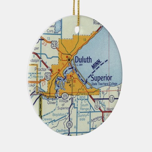 Duluth MN  Map Keramisch Ornament (Rechts)