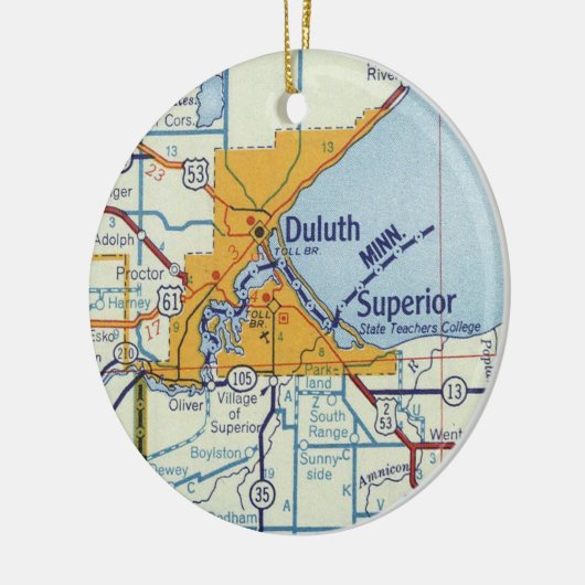 Duluth MN  Map Keramisch Ornament (Links)