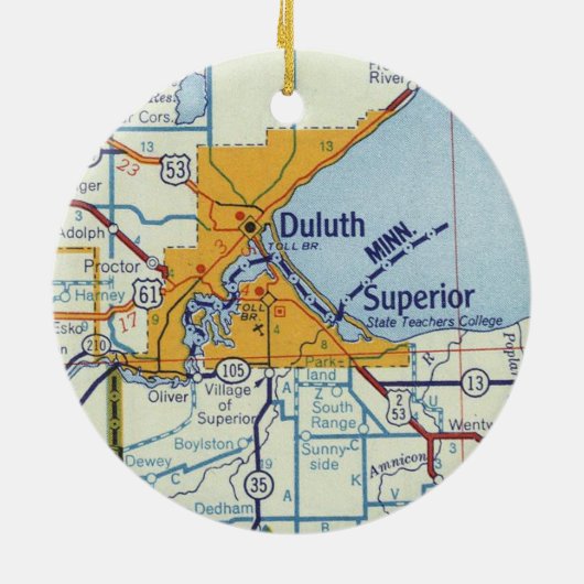 Duluth MN  Map Keramisch Ornament (Achterkant)