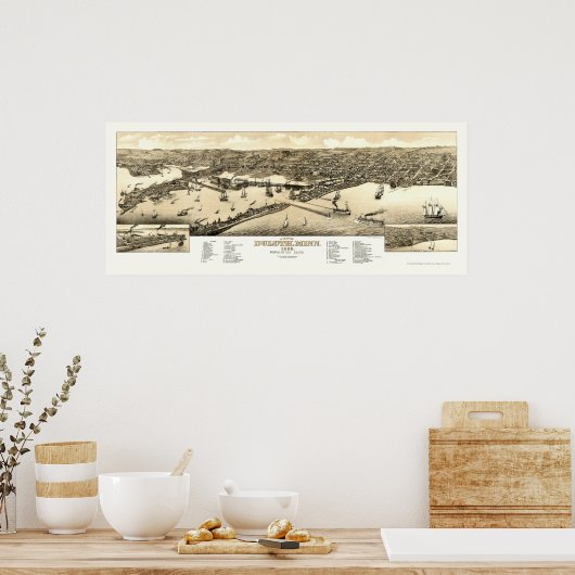 Duluth, MN Panoramic Map - 1883 Poster (Keuken)