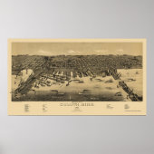 Duluth, MN Panoramic Map - 1887 Poster (Voorkant)