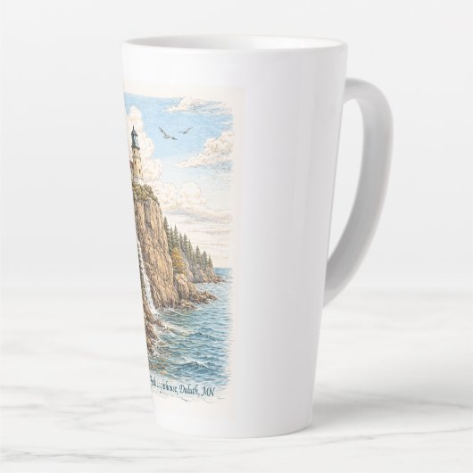Duluth, MN, Split Rock Lighthouse Latte Mug Mok (Rechterhoek)