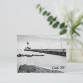 Duluth, MN vuurtoren zwart-wit ansichtkaart Briefkaart (Staand voorkant)
