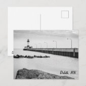 Duluth, MN vuurtoren zwart-wit ansichtkaart Briefkaart (Voorkant / Achterkant)