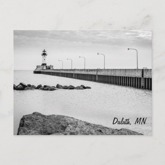 Duluth, MN vuurtoren zwart-wit ansichtkaart Briefkaart (Voorkant)
