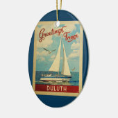 Duluth Sailboat Vintage Travel Minnesota Keramisch Ornament (Links)