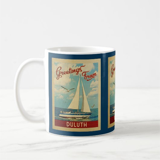 Duluth Sailboat Vintage Travel Minnesota Koffiemok (Links)