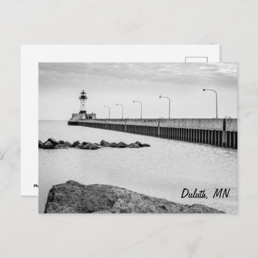 Duluth, vuurtoren MN zwart-wit briefkaart (Voorkant / Achterkant)