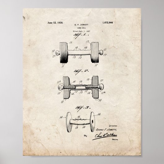 Dumb-bell Patent - Oude look Poster (Voorkant)