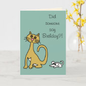 Dumb Cat and Mouse Cartoon Grappige Verjaardag Gro Kaart (Gele Bloem)