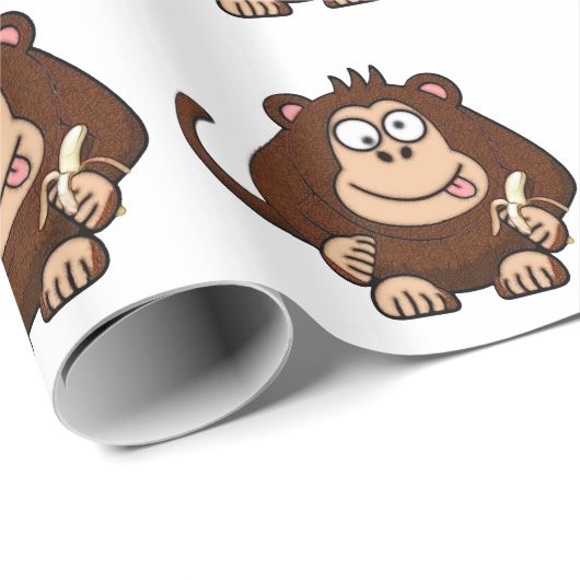 Dumb Monkey met banaan Cartoon Cadeaupapier (Rol Hoek)