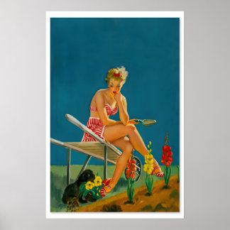 Dumb Pluck Vintage Stijl Gil Elvgren Pin-Up Puppy Poster