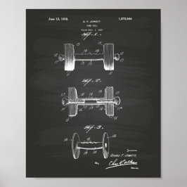 Dumbbell 1928 Patent Art - Chalkboard Poster