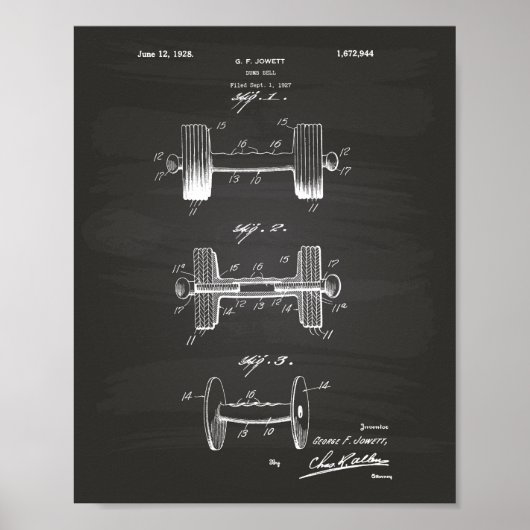 Dumbbell 1928 Patent Art - Chalkboard Poster (Voorkant)
