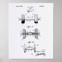 Dumbbell 1928 Patent Art - Lined Peper Poster