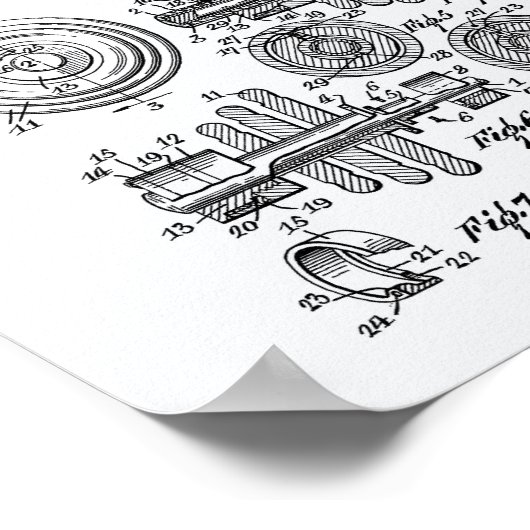 Dumbbell 1953 Patent Art-witboek Poster (Hoek)