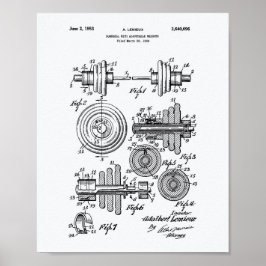 Dumbbell 1953 Patent Art-witboek Poster