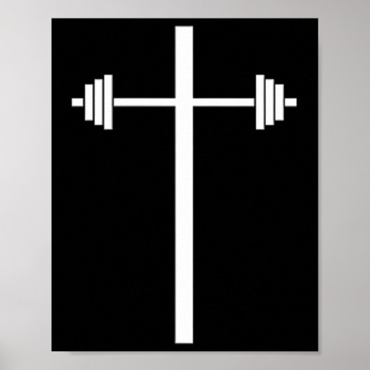 Dumbbell Barbell Cross Christelijke Gym Workout in Poster (Voorkant)