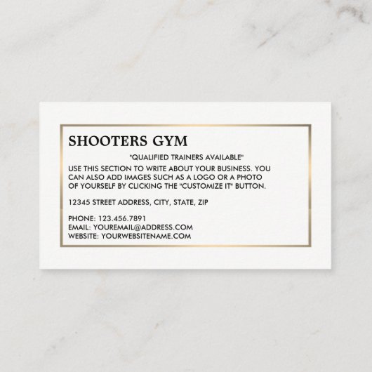 Dumbbell Gewicht, Persoonlijke trainer, Gym Instru Visitekaartje (Achterkant)