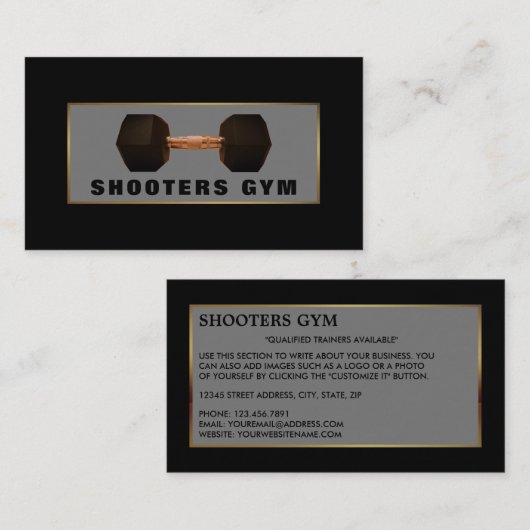 Dumbbell Gewicht, Persoonlijke trainer, Gym Instru Visitekaartje (Voorkant / Achterkant)