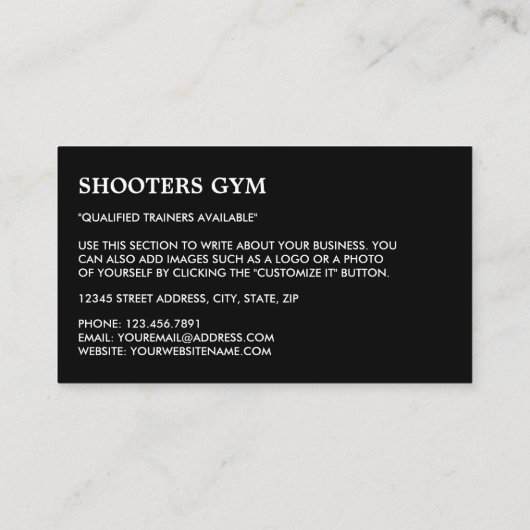 Dumbbell Gewicht, Persoonlijke trainer, Gym Instru Visitekaartje (Achterkant)