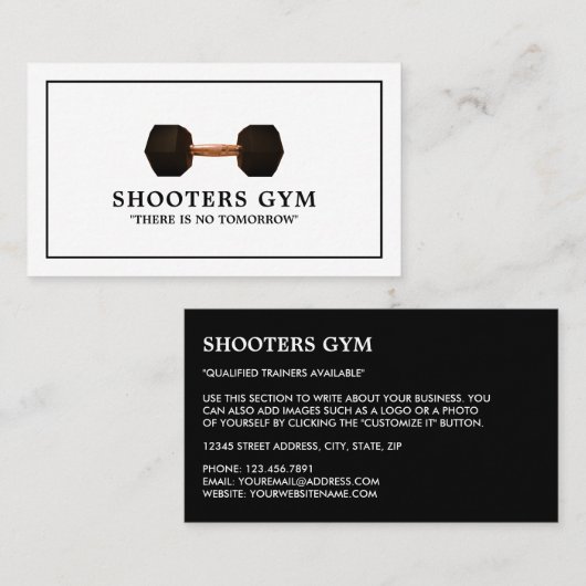 Dumbbell Gewicht, Persoonlijke trainer, Gym Instru Visitekaartje (Voorkant / Achterkant)